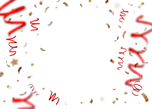 Golden and red confetti on transparent background. Shiny particles, close up view. Party, Merry Christmas, New year, Birthday decoration. Cut out. Perfect for invitations, festive design. 3D. png