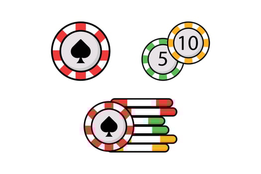 Set of icon poker chip vector cartoon style
