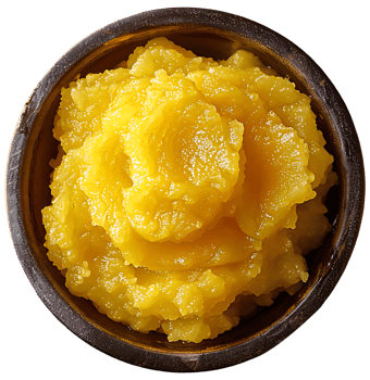 AI generated Pureed banana in a wooden bowl on a transparent background png