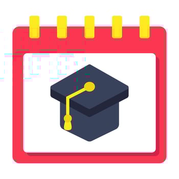 Calendar and mortarboard, icon of study schedule vector