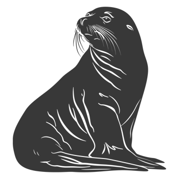 AI generated Silhouette Sea Lion Animal black color only full body png