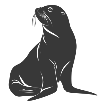 AI generated Silhouette Sea Lion Animal black color only full body png