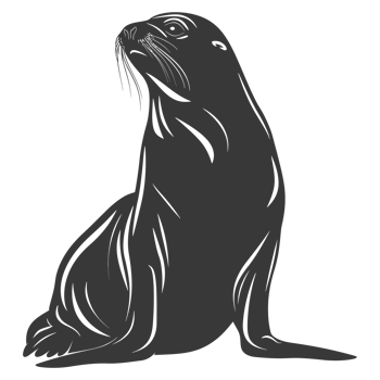 AI generated Silhouette Sea Lion Animal black color only full body png
