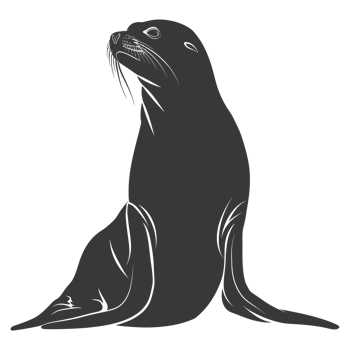AI generated Silhouette Sea Lion Animal black color only full body png