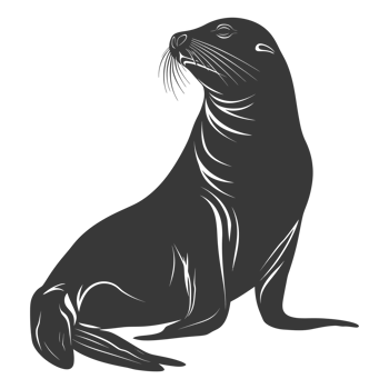 AI generated Silhouette Sea Lion Animal black color only full body png