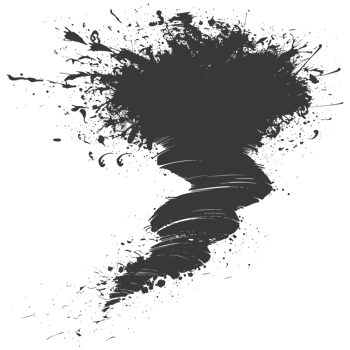 AI generated Silhouette Tornado whirlwind black color only png