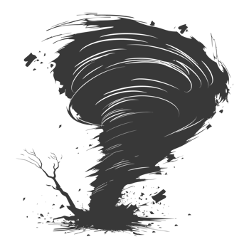 AI generated Silhouette Tornado whirlwind black color only png