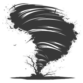 AI generated Silhouette Tornado whirlwind black color only png