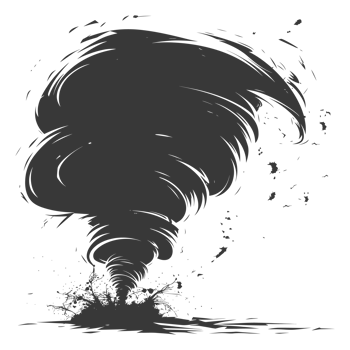 AI generated Silhouette Tornado whirlwind black color only png