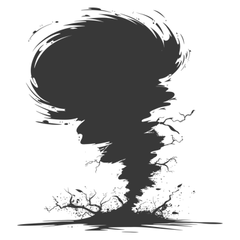 AI generated Silhouette Tornado whirlwind black color only png
