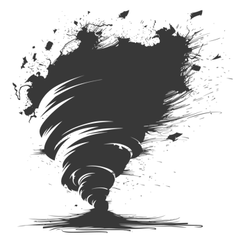 AI generated Silhouette Tornado whirlwind black color only png
