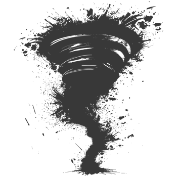 AI generated Silhouette Tornado whirlwind black color only png