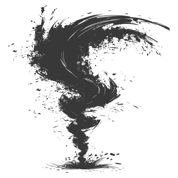 AI generated Silhouette Tornado whirlwind black color only png