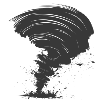 AI generated Silhouette Tornado whirlwind black color only png