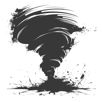 AI generated Silhouette Tornado whirlwind black color only png