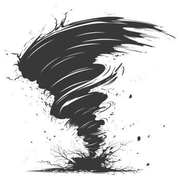AI generated Silhouette Tornado whirlwind black color only png