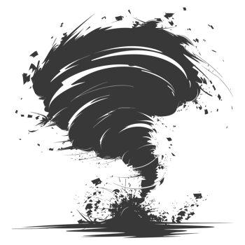 AI generated Silhouette Tornado whirlwind black color only png