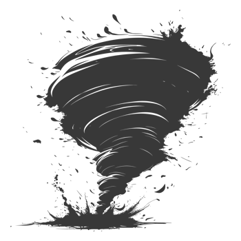 AI generated Silhouette Tornado whirlwind black color only png