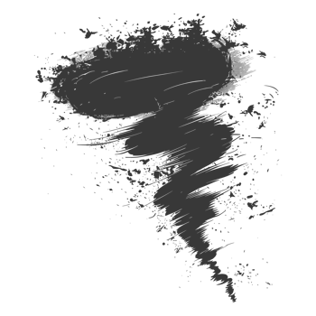 AI generated Silhouette Tornado whirlwind black color only png