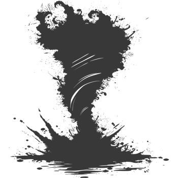 AI generated Silhouette Tornado whirlwind black color only png