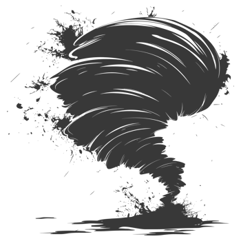 AI generated Silhouette Tornado whirlwind black color only png