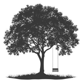 AI generated Silhouette Tree With A Swing black color only png