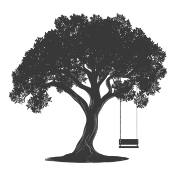 AI generated Silhouette Tree With A Swing black color only png