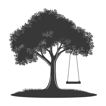 AI generated Silhouette Tree With A Swing black color only png