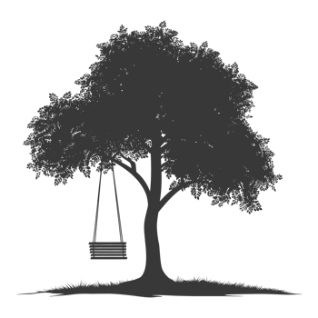 AI generated Silhouette Tree With A Swing black color only png