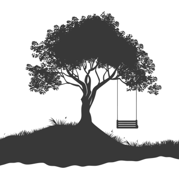 AI generated Silhouette Tree With A Swing black color only png