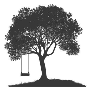 AI generated Silhouette Tree With A Swing black color only png