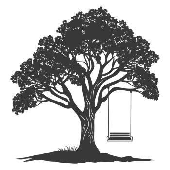 AI generated Silhouette Tree With A Swing black color only png