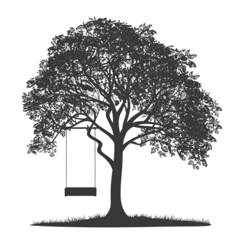 AI generated Silhouette Tree With A Swing black color only png