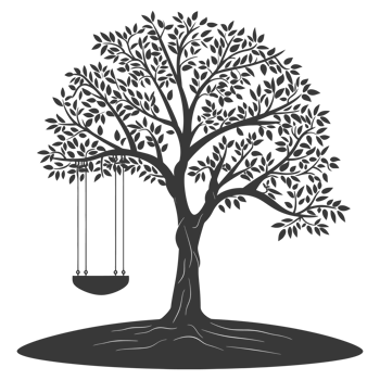AI generated Silhouette Tree With A Swing black color only png