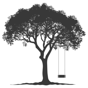 AI generated Silhouette Tree With A Swing black color only png