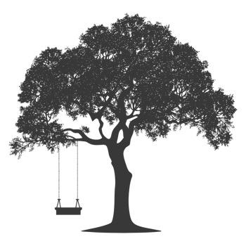 AI generated Silhouette Tree With A Swing black color only png