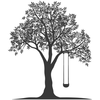 AI generated Silhouette Tree With A Swing black color only png