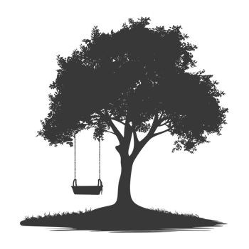 AI generated Silhouette Tree With A Swing black color only png