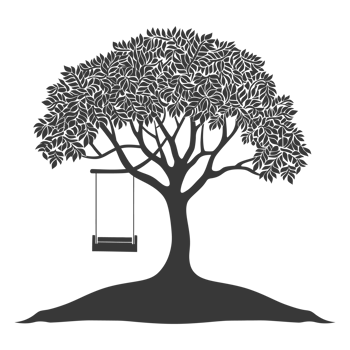 AI generated Silhouette Tree With A Swing black color only png