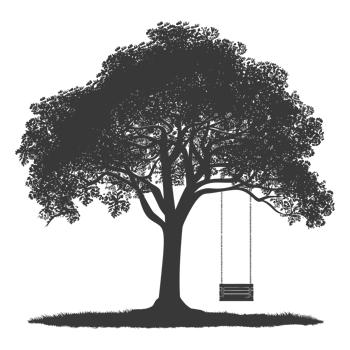 AI generated Silhouette Tree With A Swing black color only png