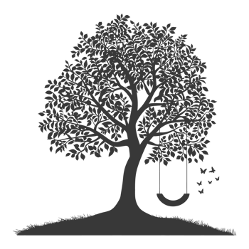 AI generated Silhouette Tree With A Swing black color only png