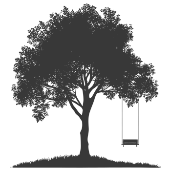 AI generated Silhouette Tree With A Swing black color only png