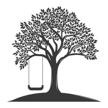 AI generated Silhouette Tree With A Swing black color only png