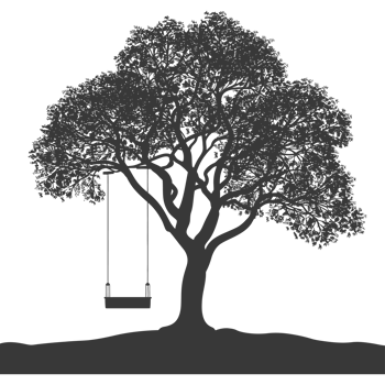 AI generated Silhouette Tree With A Swing black color only png
