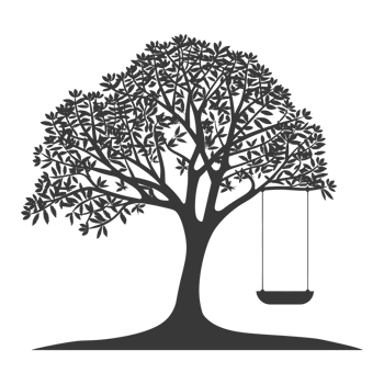 AI generated Silhouette Tree With A Swing black color only png