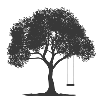 AI generated Silhouette Tree With A Swing black color only png