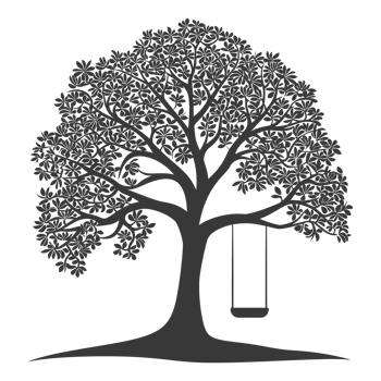AI generated Silhouette Tree With A Swing black color only png