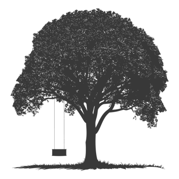 AI generated Silhouette Tree With A Swing black color only png