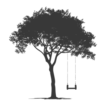 AI generated Silhouette Tree With A Tyre Swing black color only png