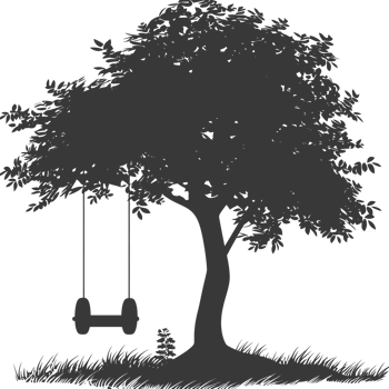 AI generated Silhouette Tree With A Tyre Swing black color only png